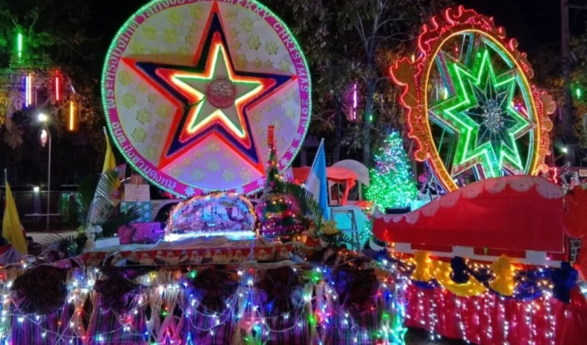 Travel route for the faithful of  Buddhism and Christianity: Christmas Star Parade, Wat Song Khon, Mukdahan Province