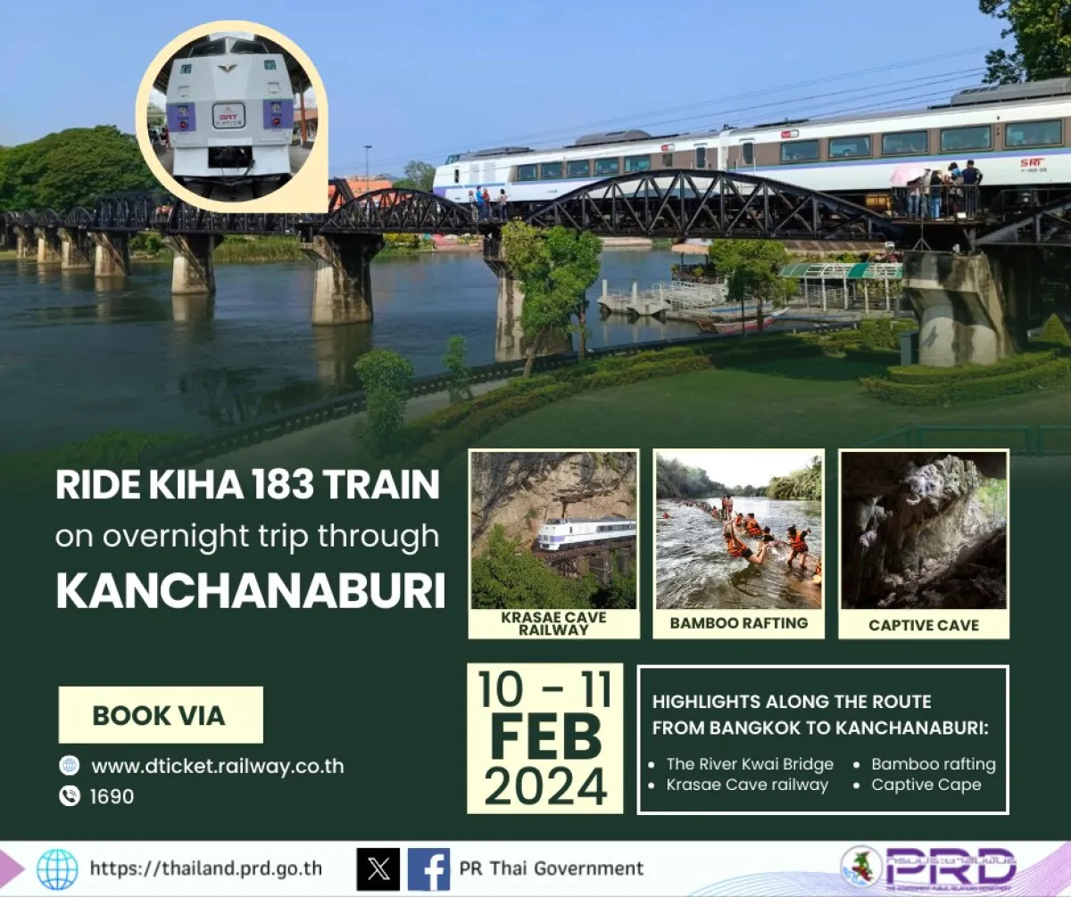 Ride a KiHa 183 train on an overnight trip through Kanchanaburi
