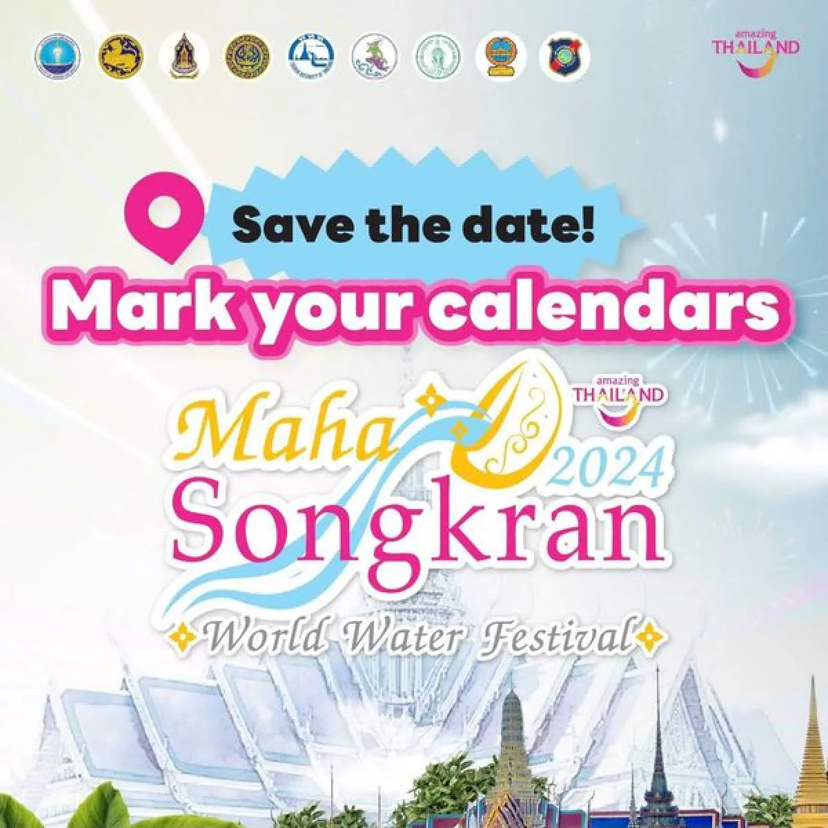 Save the Date! #EventAlert Maha Songkran World Water Festival 2024, All-Night Fun During the Great Songkran Festival 2567, April 11th - 15th, 2567, at Ratchadamnoen Avenue and Sanam Luang, Bangkok. This event is going to be spectacular, so tag your friend