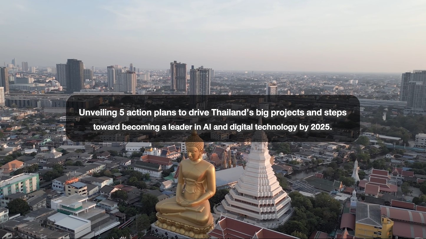 Unveiling 5 action plans to drive Thailand’s big projects and steps toward becoming a leader in AI and digital technology by 2025.