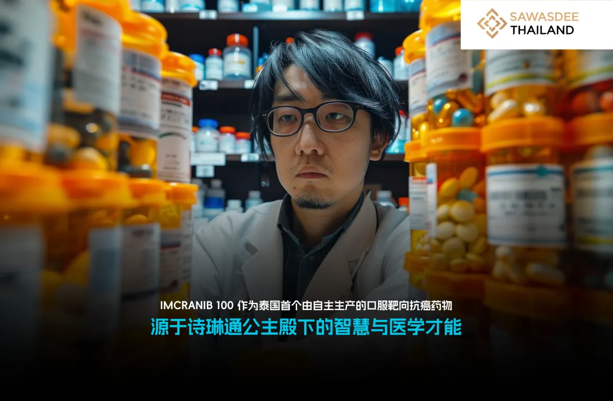 IMCRANIB 100 作为泰国首个由自主生产的口服靶向抗癌药物，源于诗琳通公主殿下的智慧与医学才能。
