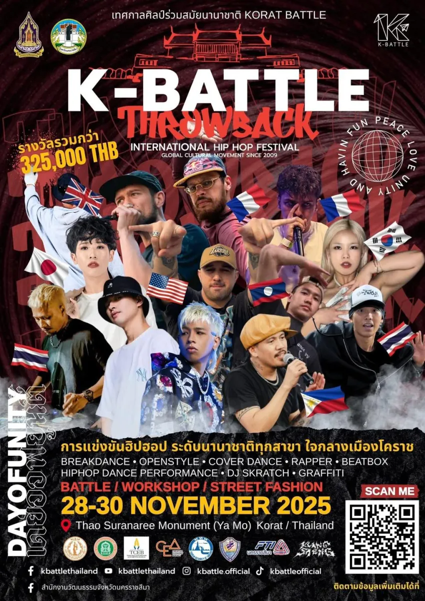 เทศกาลศิลป์ร่วมสมัยนานาชาติ KORAT BATTLE "K-BATTLE Throwback" International HIPHOP Festival 2025