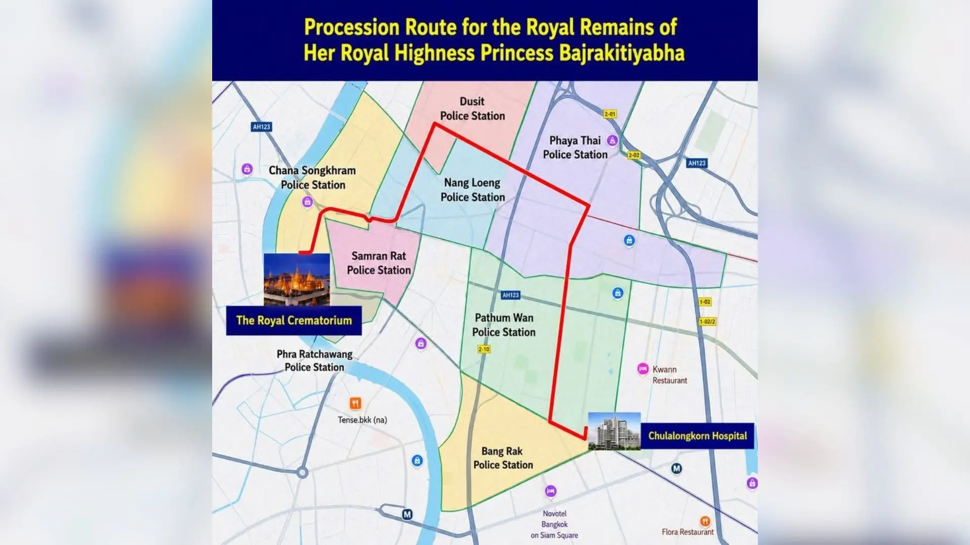 Procession Route for the Royal Remains of Her Royal Highness Princess Bajrakitiyabha